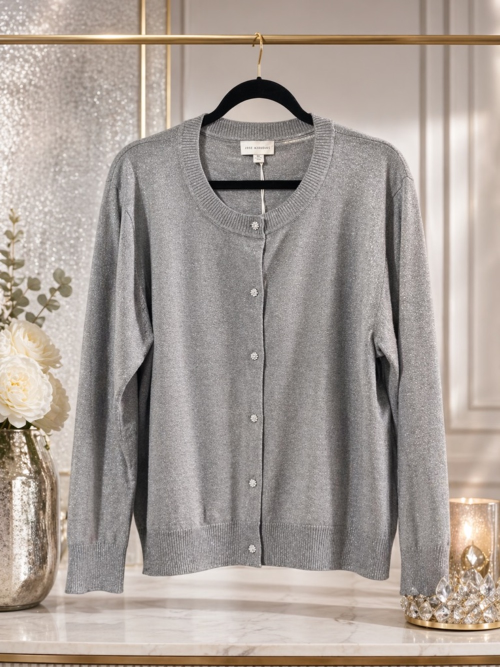 Free Assembly Gray Sparkly Button Cardigan Sweater 3X Embellished Buttons NWT!